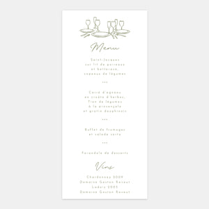 Menu de mariage belle demeure
