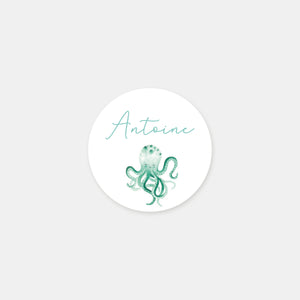 Stickers personnalisés naissance petite pieuvre