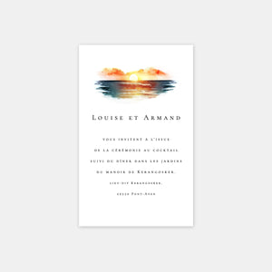 Carton invitation de mariage plage tropicale aquarelle