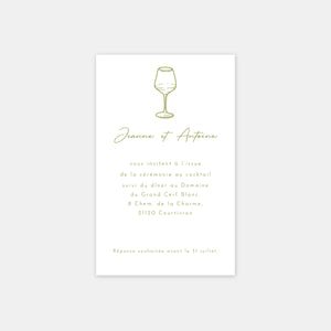 Carton invitation de mariage gravure vignoble