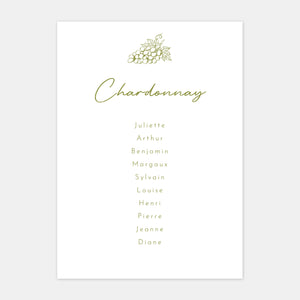 Plan de table de mariage gravure vignoble - 5ex