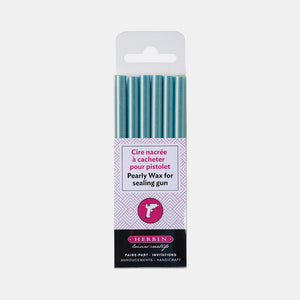 Pqt 6 Batons de cire à cacheter nacree azur