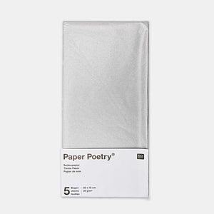 5 feuilles de papier de soie argent