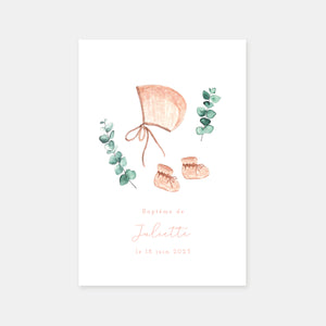 Faire-part de baptême béguin aquarelle