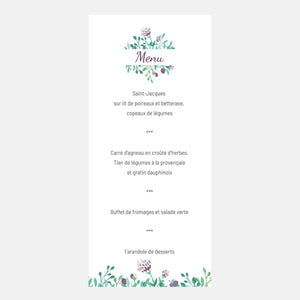 Aquarell-Diamant-Hochzeitsmenü