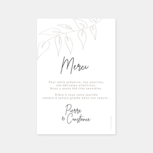 Wedding thank you card foliage sketch