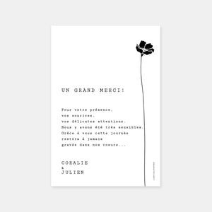 Wedding thank you card dried flowers