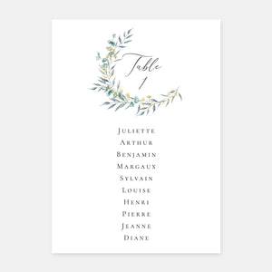 Plan de table de mariage couronne de Juliette - 5ex