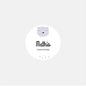 Stickers personnalisés naissance ours polaire