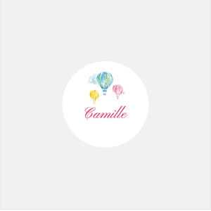 Stickers personnalisés naissance clasique montgolfière