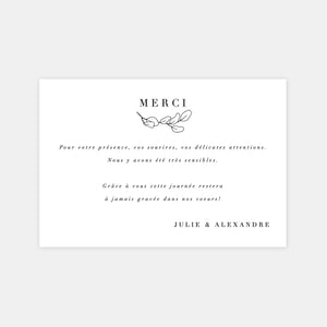 Carton remerciement mariage esquisse nature