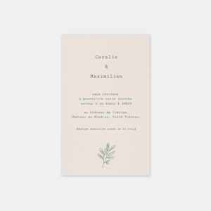 Brindille wedding invitation card