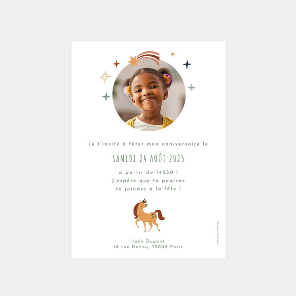 Invitation anniversaire licorne