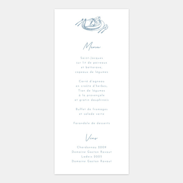 Menu de mariage gravure
