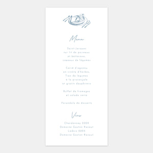 Menu de mariage gravure