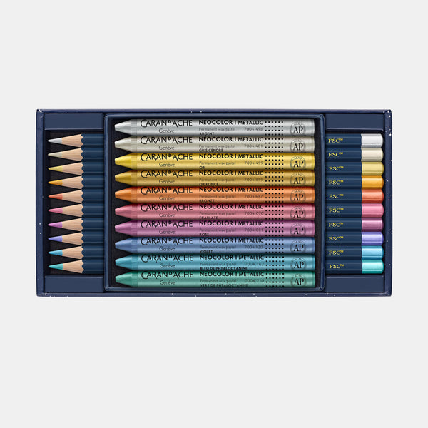 COSMIC BLUE colored pencil and pastel set - 20 pcs