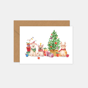 Carte de Noël autour du sapin