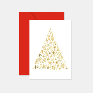 Carte de voeux sapin or