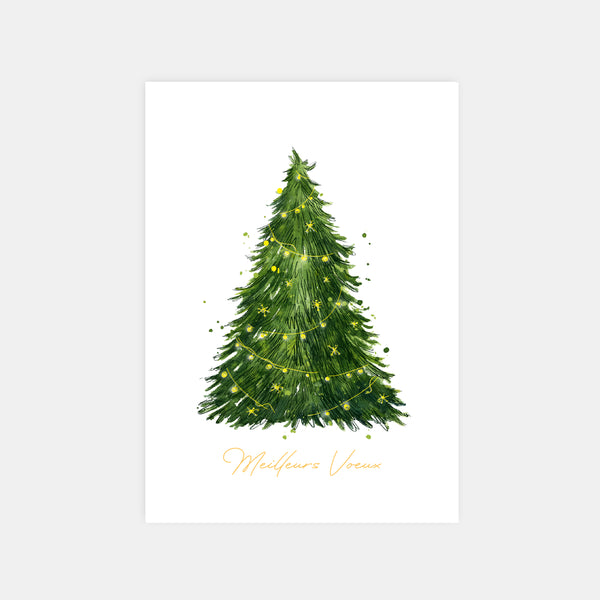 Carte de voeux personnalisée sapin scintillant