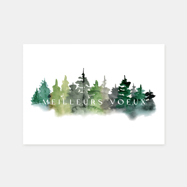 Carte de voeux personnalisée sapin aquarelle