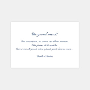 Carton remerciement mariage classique