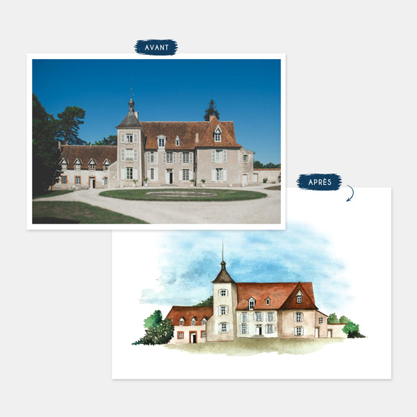 Aquarelle personnalisée de lieu de mariage