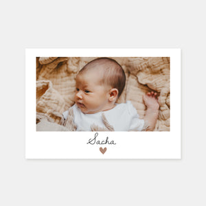 Faire-part de naissance petit coeur