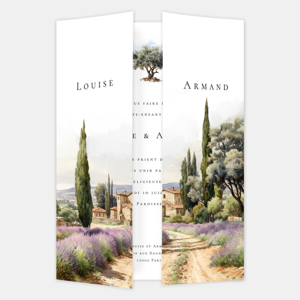 Provence watercolor wedding invitation