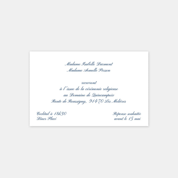 Klassische Hochzeitseinladungskarte