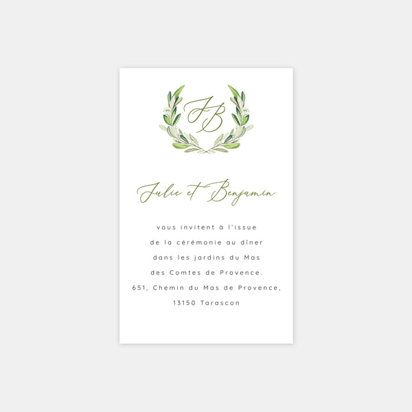 Wedding invitation card monogram foliage