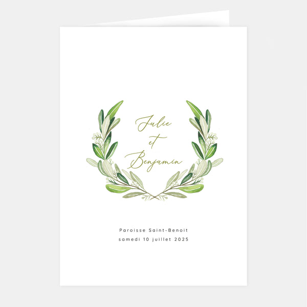 Monogram foliage wedding booklet