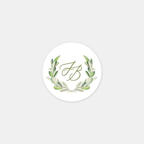 Personalisierte Hochzeitsmonogramm-Blattaufkleber