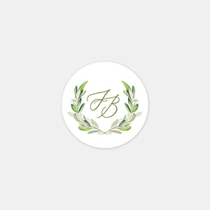 Personalized wedding monogram foliage stickers