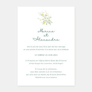 Faire-part de mariage brin de fleurs sauvages