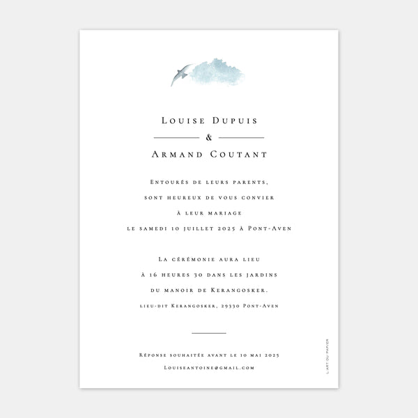 Watercolor sea wedding invitation