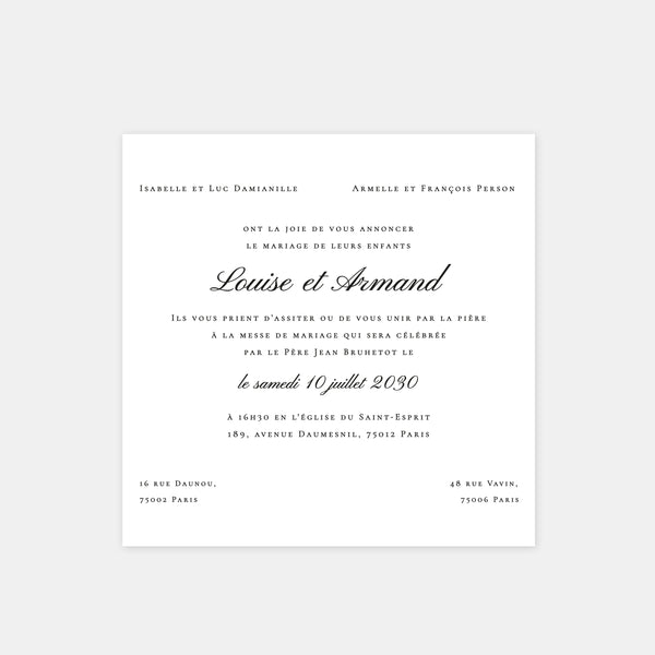 Faire-part de mariage classique mer
