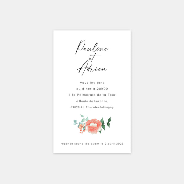 Watercolor bouquet wedding invitation card