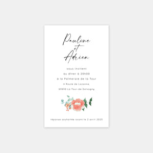 Hochzeitseinladungskarte mit Aquarellstrauß