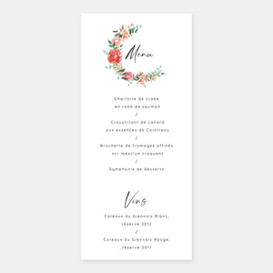 Hochzeitsmenü mit Aquarellstrauß