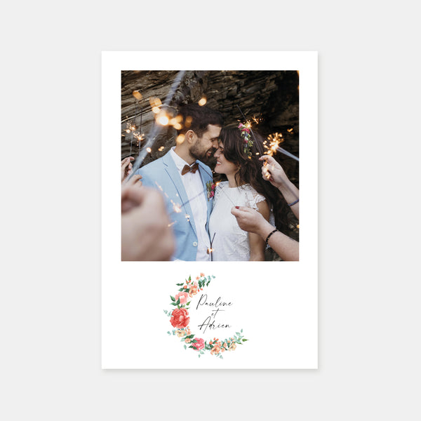 Wedding thank you card watercolor bouquet