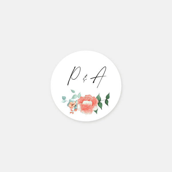 Personalisierte Aquarell-Blumenstrauß-Hochzeitsaufkleber