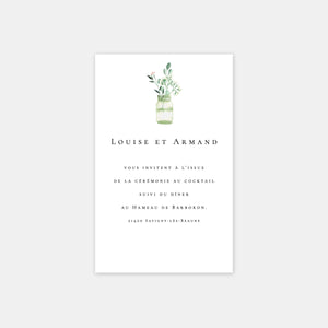 Carton invitation de mariage champêtre chic aquarelle