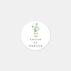 Stickers personnalisés mariage champêtre chic aquarelle