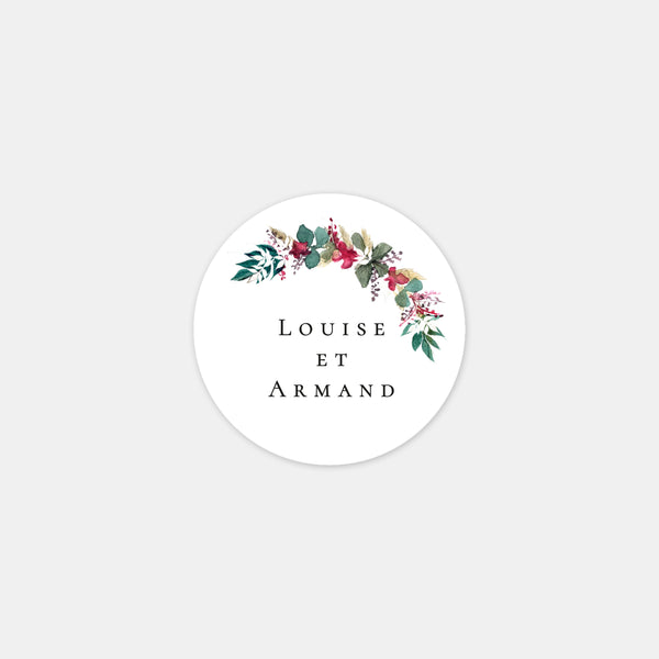 Personalisierte Hochzeitsaufkleber im Süd-Aquarell