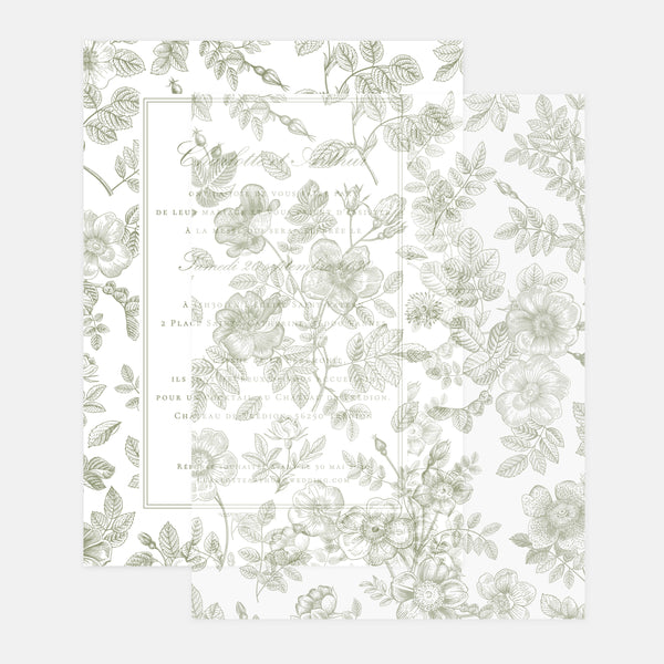 Florales Toile-de-Jouy-Pausblatt