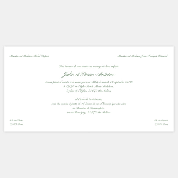 Faire-part de mariage Domaine de Quincampoix