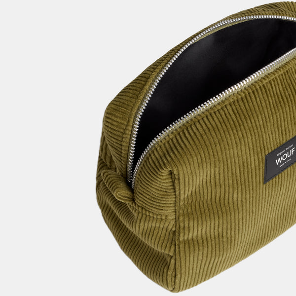 Trousse de toilette de voyage velours - Olive
