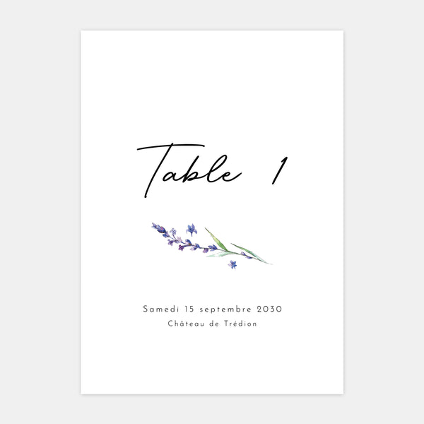 Lavender Sprig Wedding Table Marker