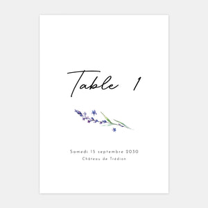 Lavender Sprig Wedding Table Marker