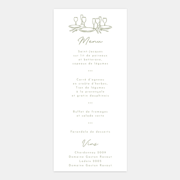 Menu de mariage belle demeure